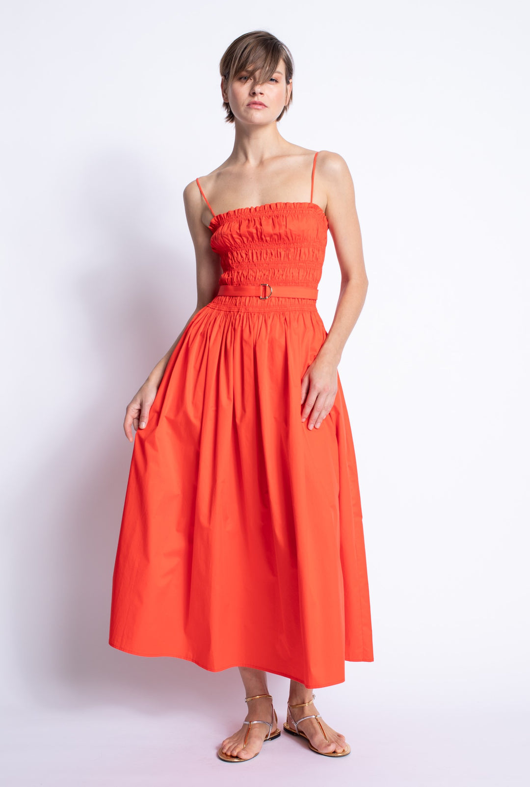 Panama Solid Dress-Naranja