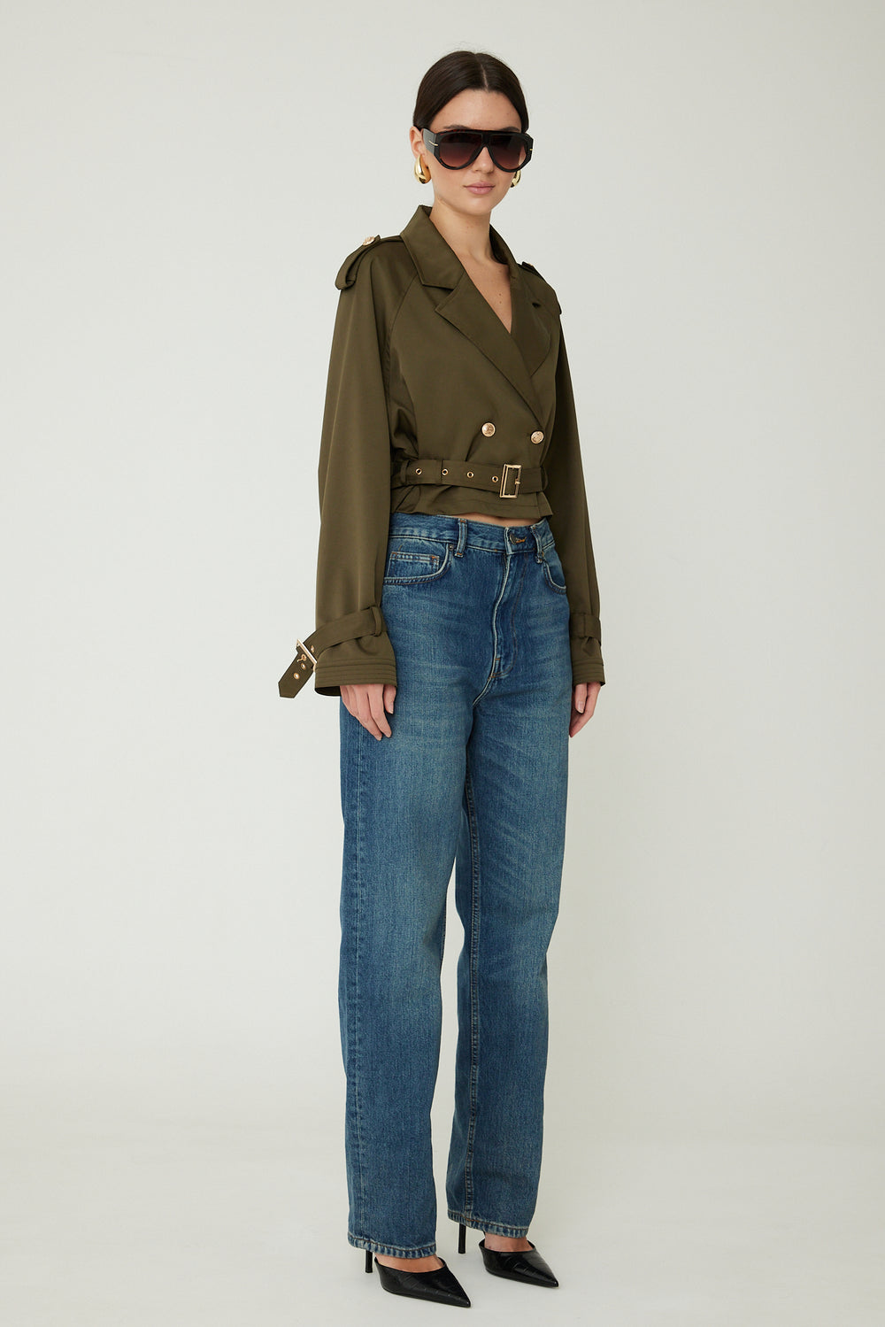 Oliva Cropped Trench Jacket