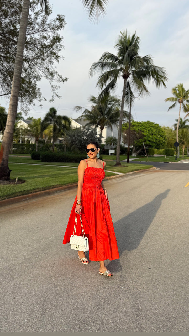Panama Solid Dress-Naranja