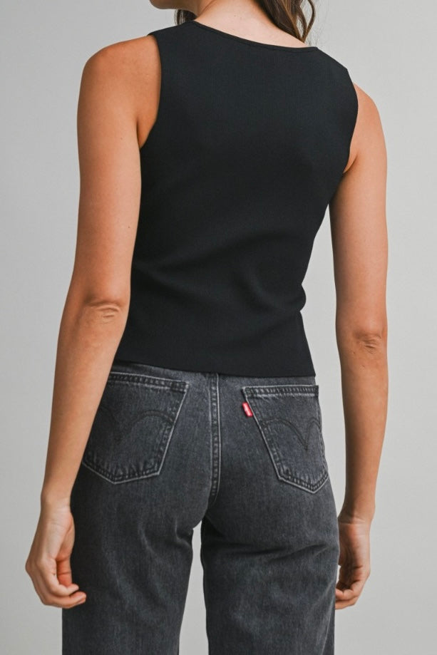 The Candace Scoop Neck Button-Front Vest Top