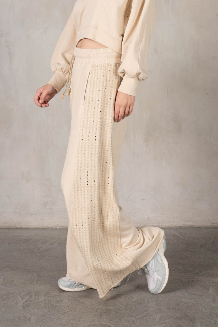 Matching Rib Semi Cropped Sweatshirt with Wide Oversized Sweatpants