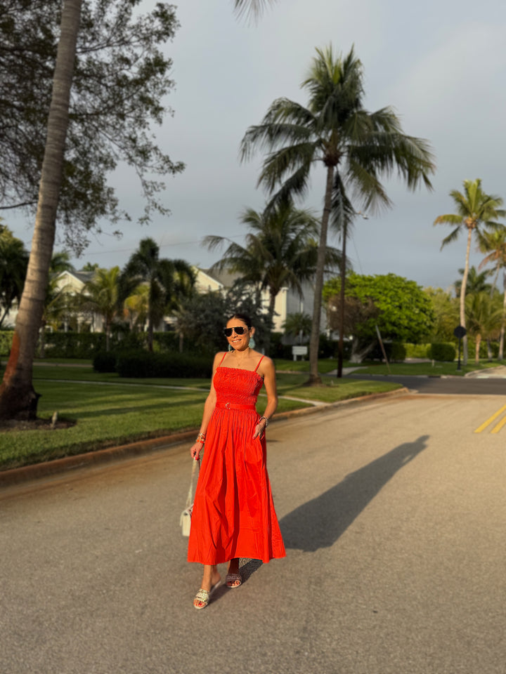 Panama Solid Dress-Naranja