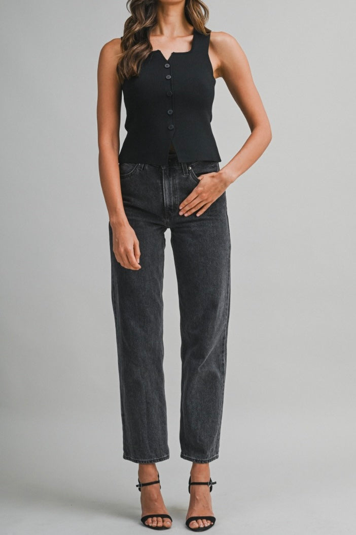 The Candace Scoop Neck Button-Front Vest Top