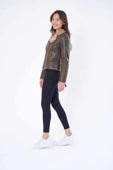 The Chinchilla Moto In Chocolate Brown & Tan