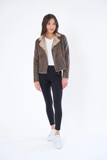 The Chinchilla Moto In Chocolate Brown & Tan