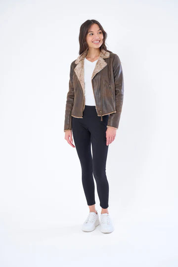 The Chinchilla Moto In Chocolate Brown & Tan