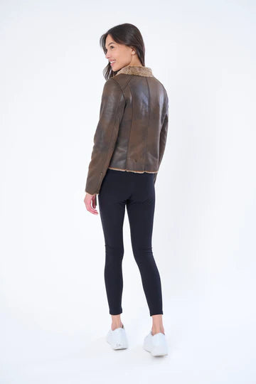 The Chinchilla Moto In Chocolate Brown & Tan