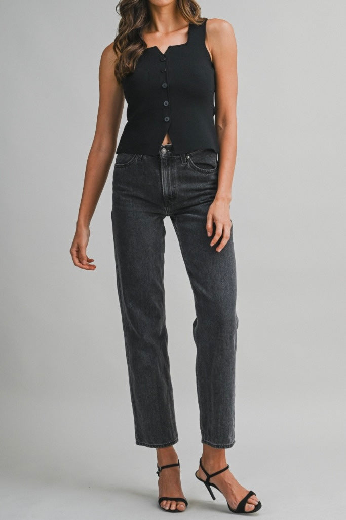 The Candace Scoop Neck Button-Front Vest Top