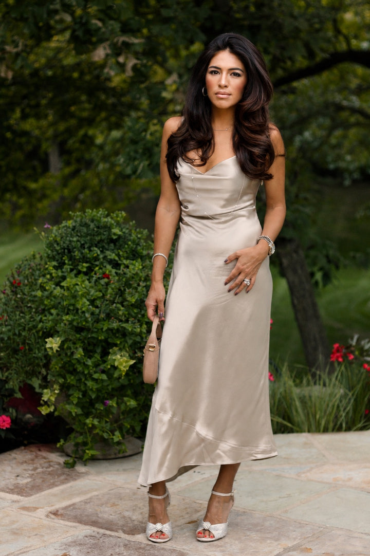 Khara Draped Silk Maxi Dress