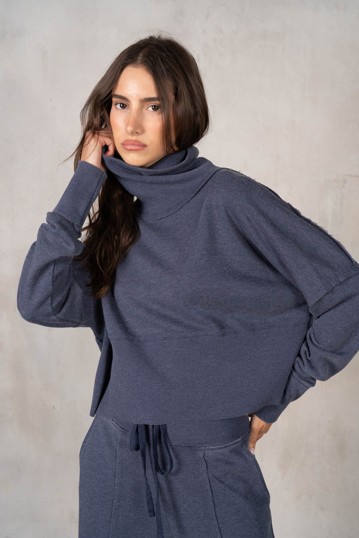 CP Terry and Rib Turtleneck Sweatshirt with Matching Sweatpants