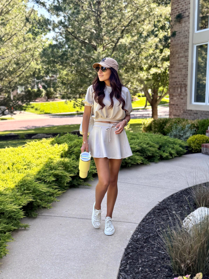 Reagan Cropped Sweatshirt &amp; Skirt Set