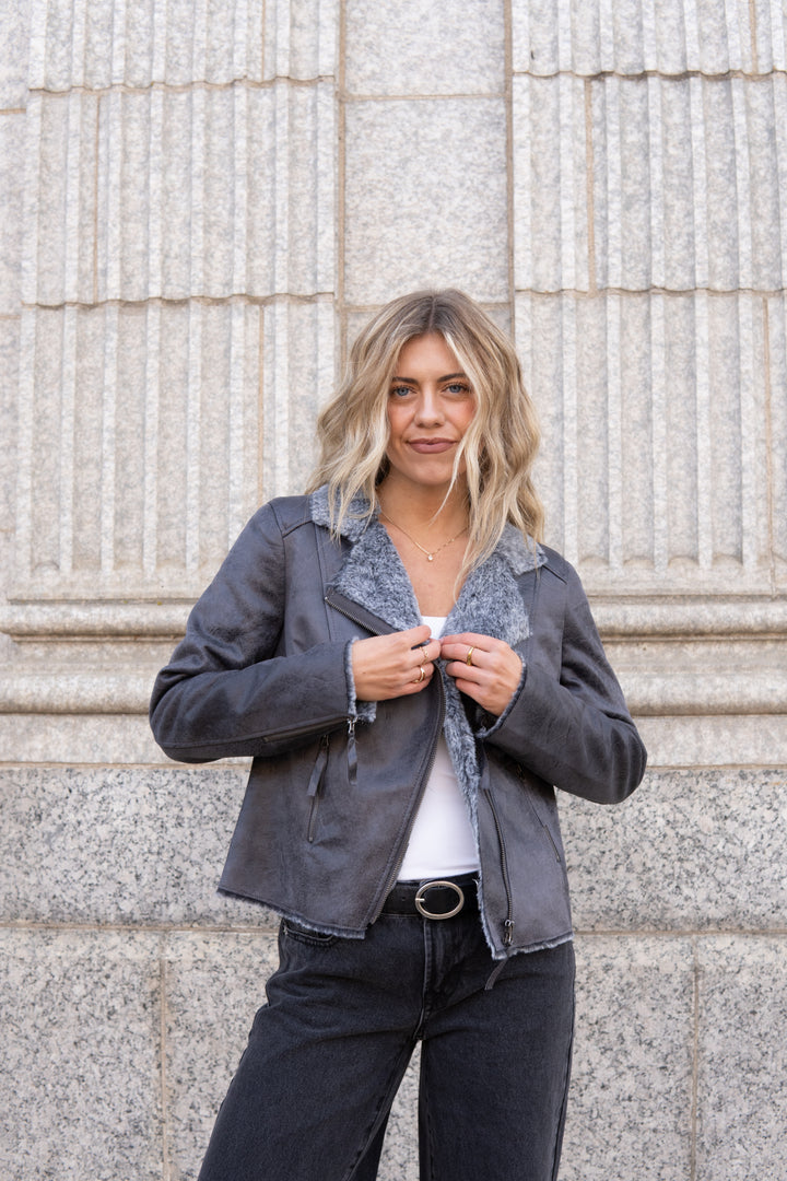 The Chinchilla Moto In Iron and Grey