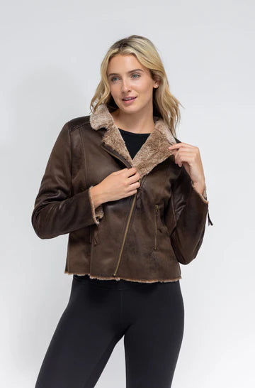 The Chinchilla Moto In Chocolate Brown & Tan