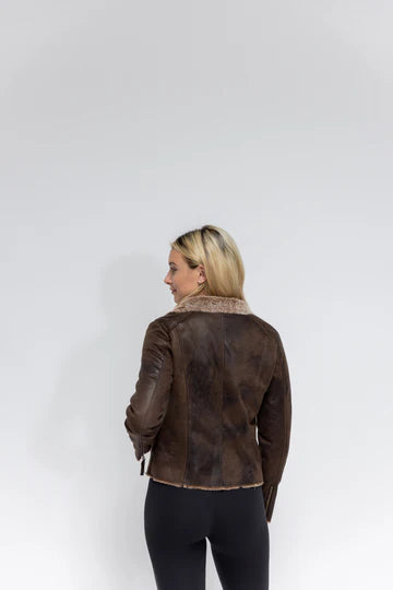 The Chinchilla Moto In Chocolate Brown & Tan