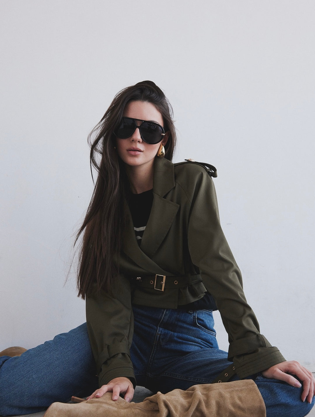 Oliva Cropped Trench Jacket