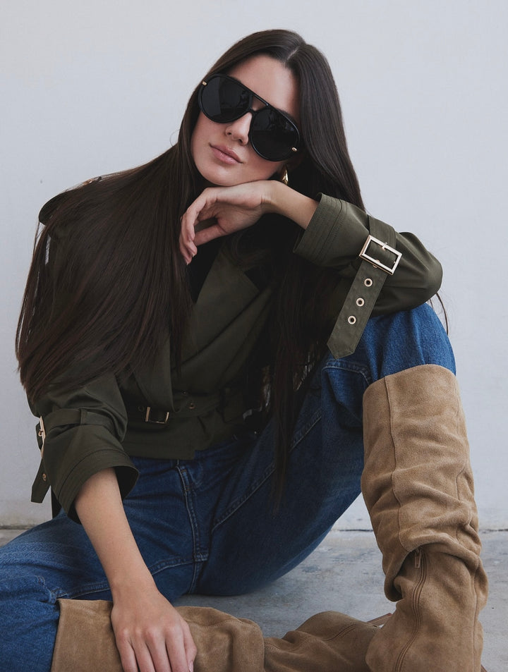 Oliva Cropped Trench Jacket