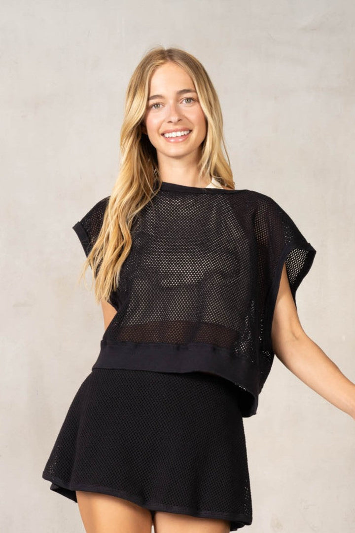 Macy Open Back Mesh Top