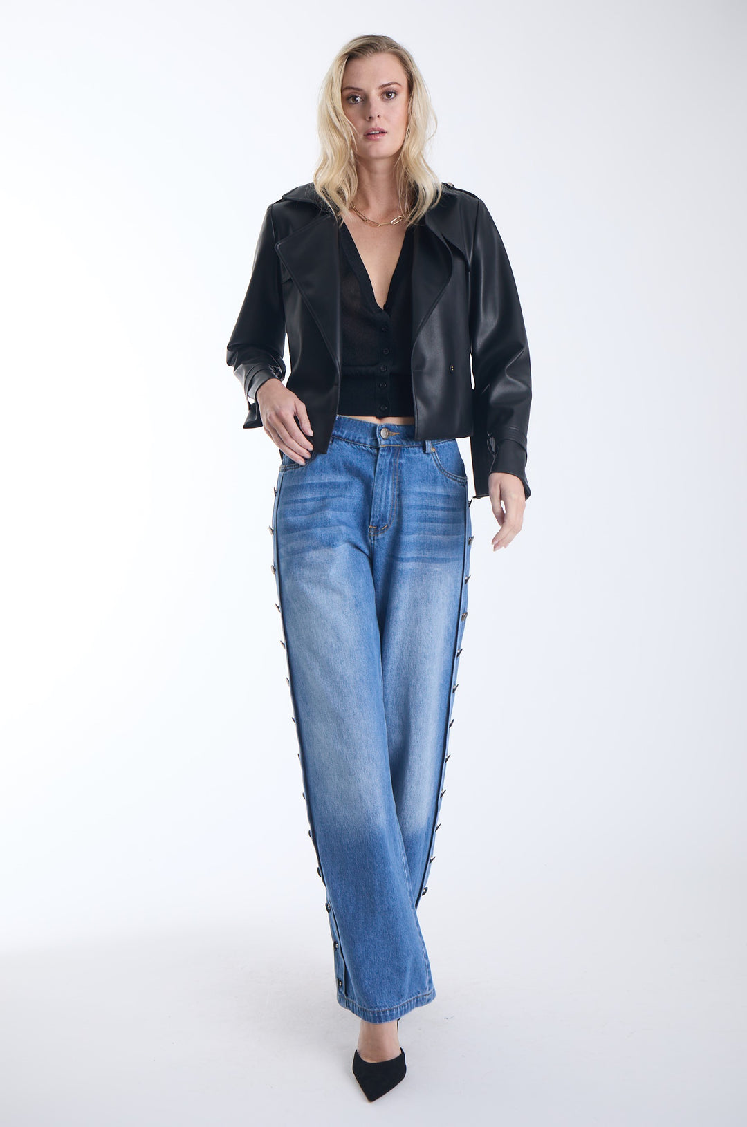 Vida Cropped Leather Trench Jacket