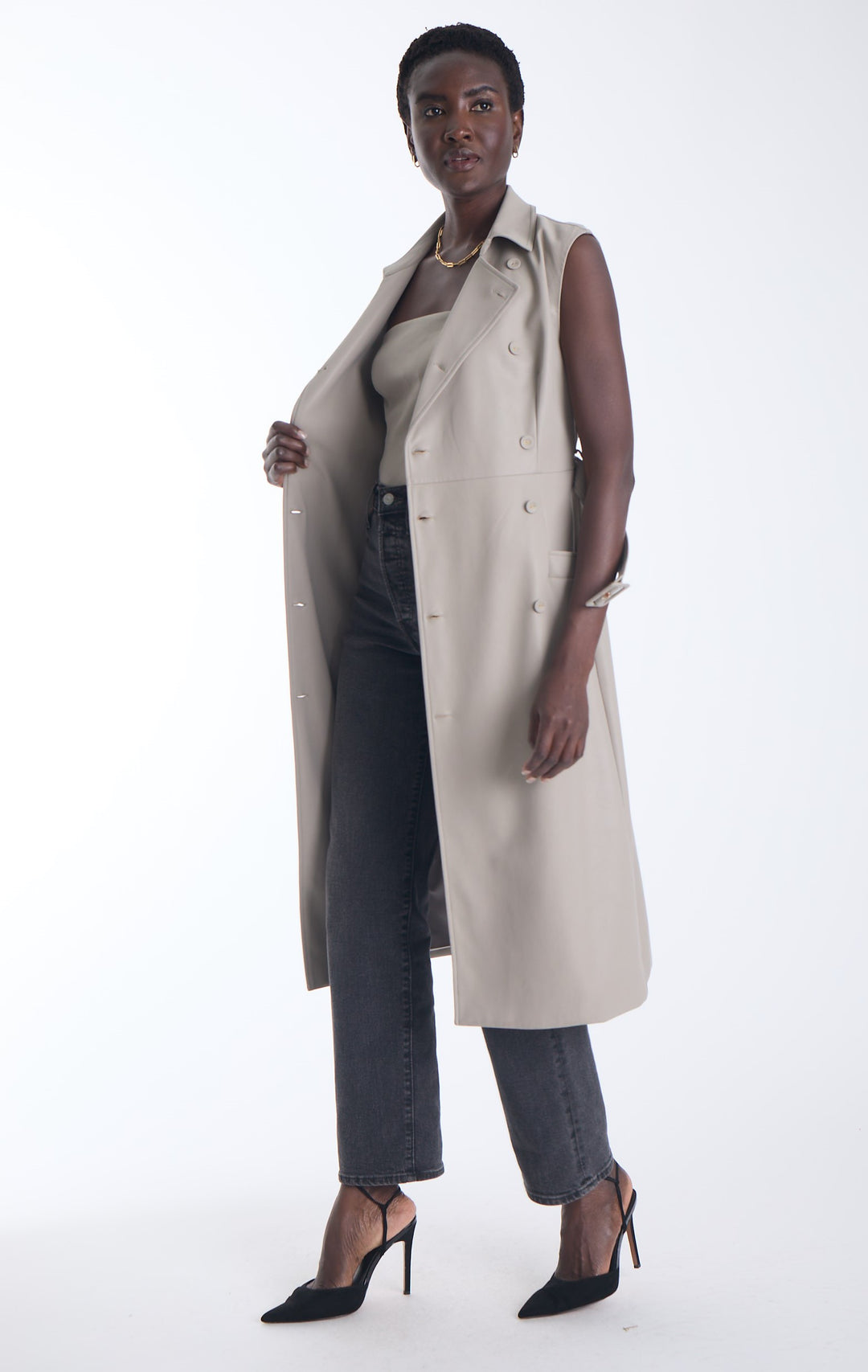 Greta Vegan Leather Trench Dress