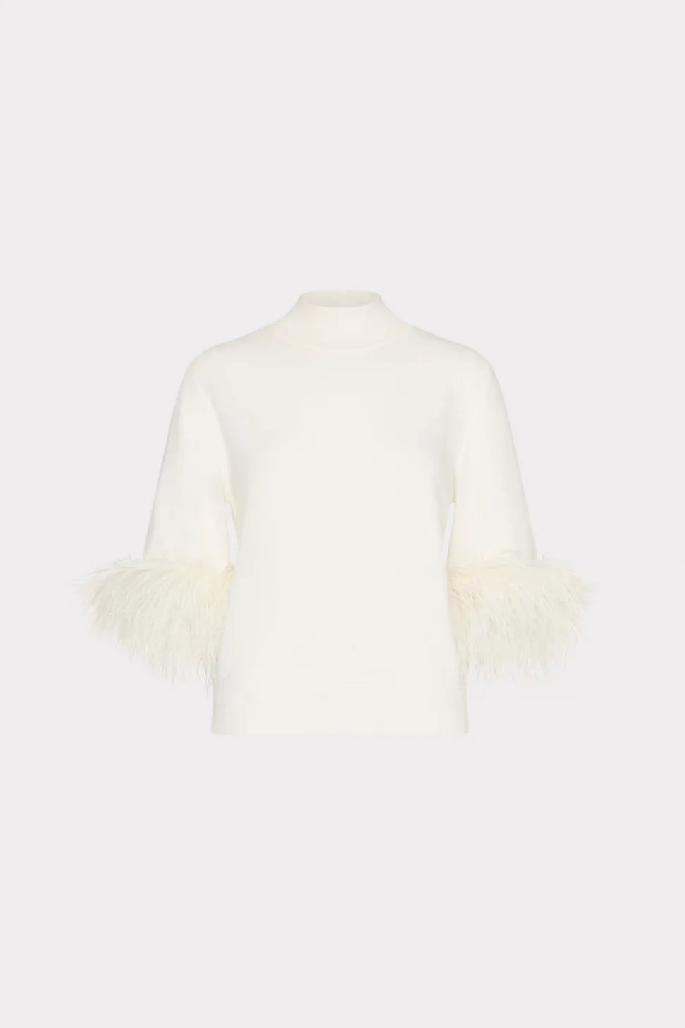 Jessa Short Sleeve Feather Mockneck Sweater