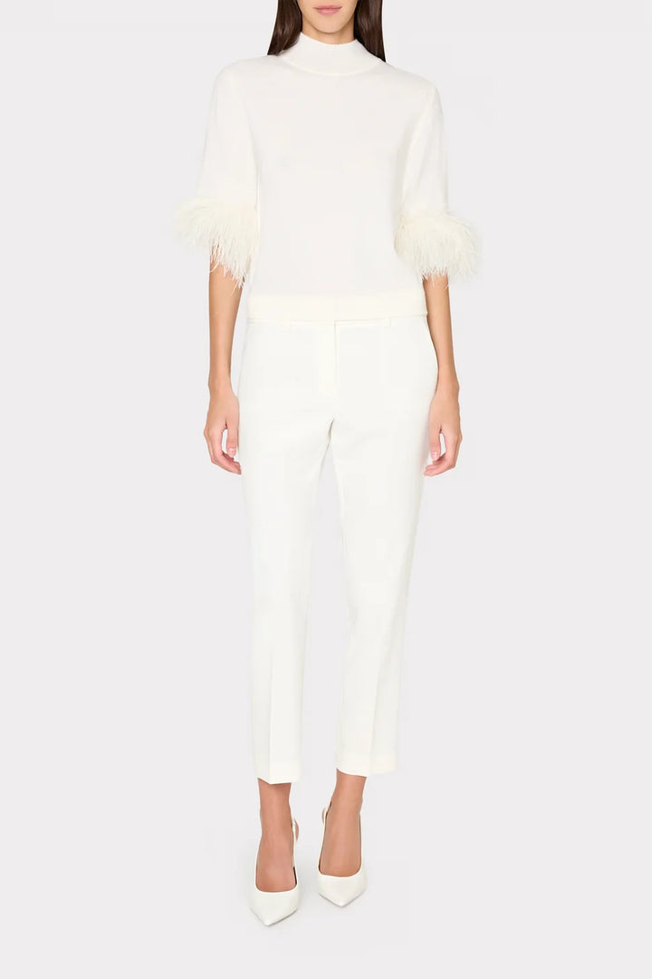 Jessa Short Sleeve Feather Mockneck Sweater