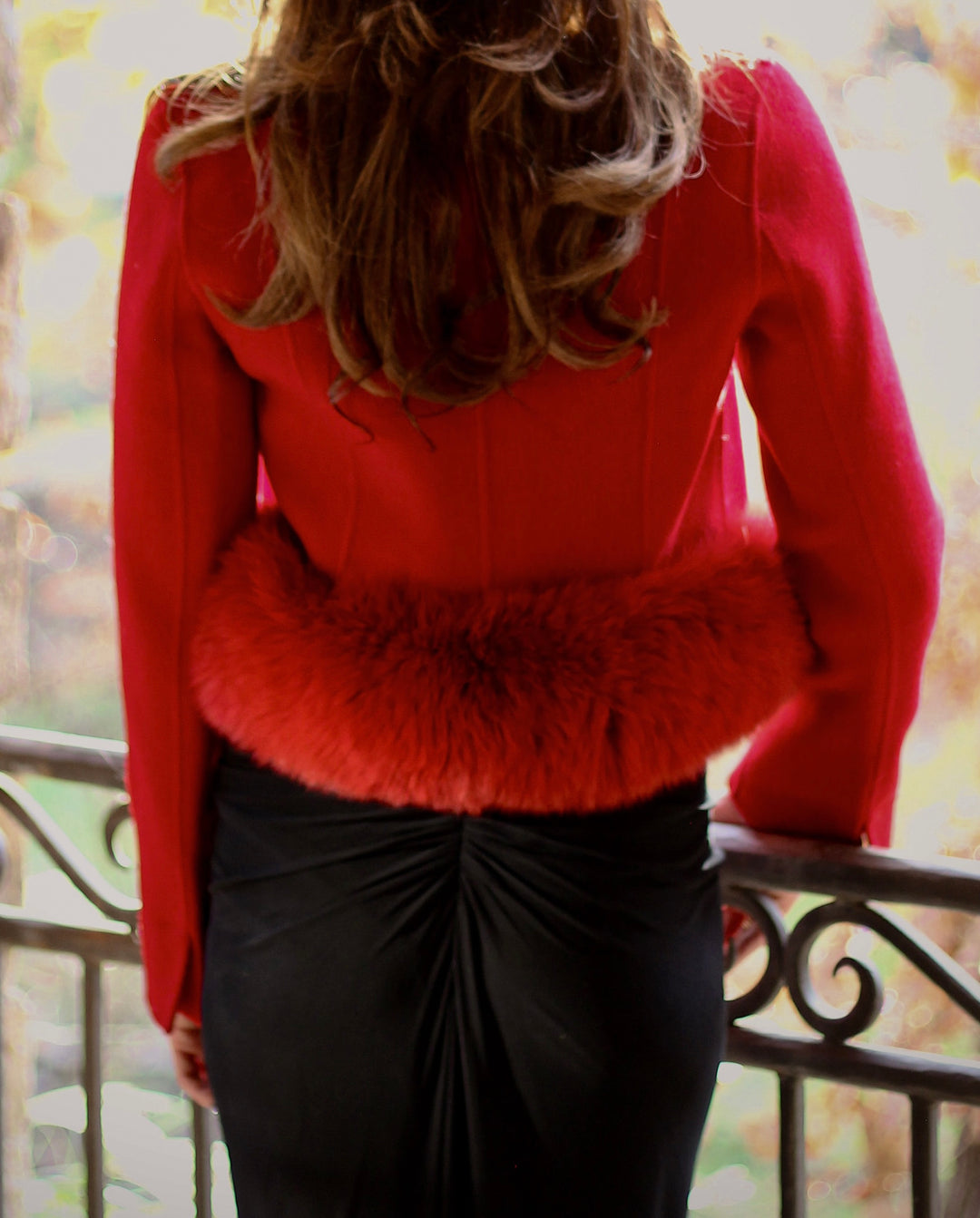 Khatwalk Cropped Wool Jacket with Fur Trim