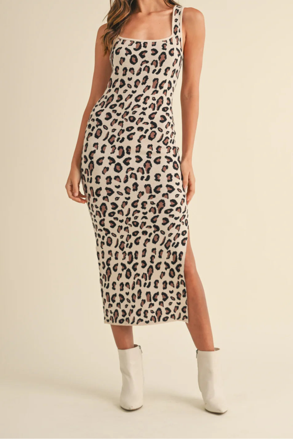 Leopard print bodycon midi dress