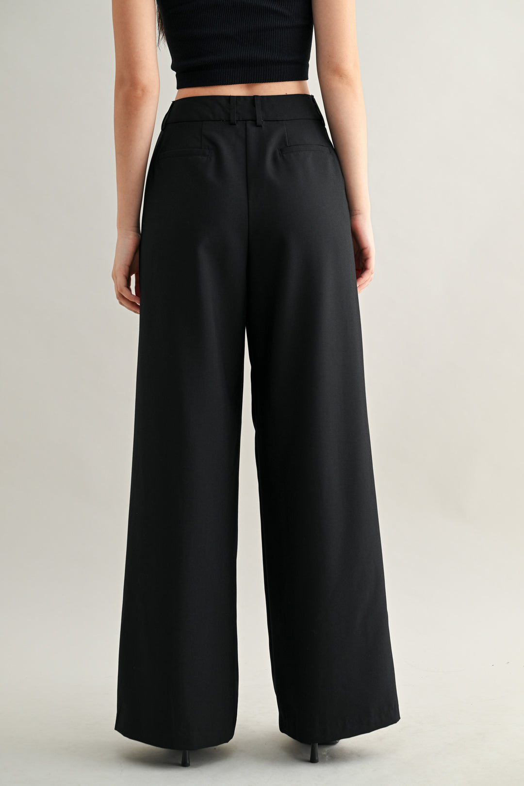 Mid-Rise Pintuk Suit Pants