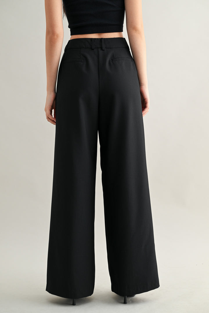 Mid-Rise Pintuk Suit Pants