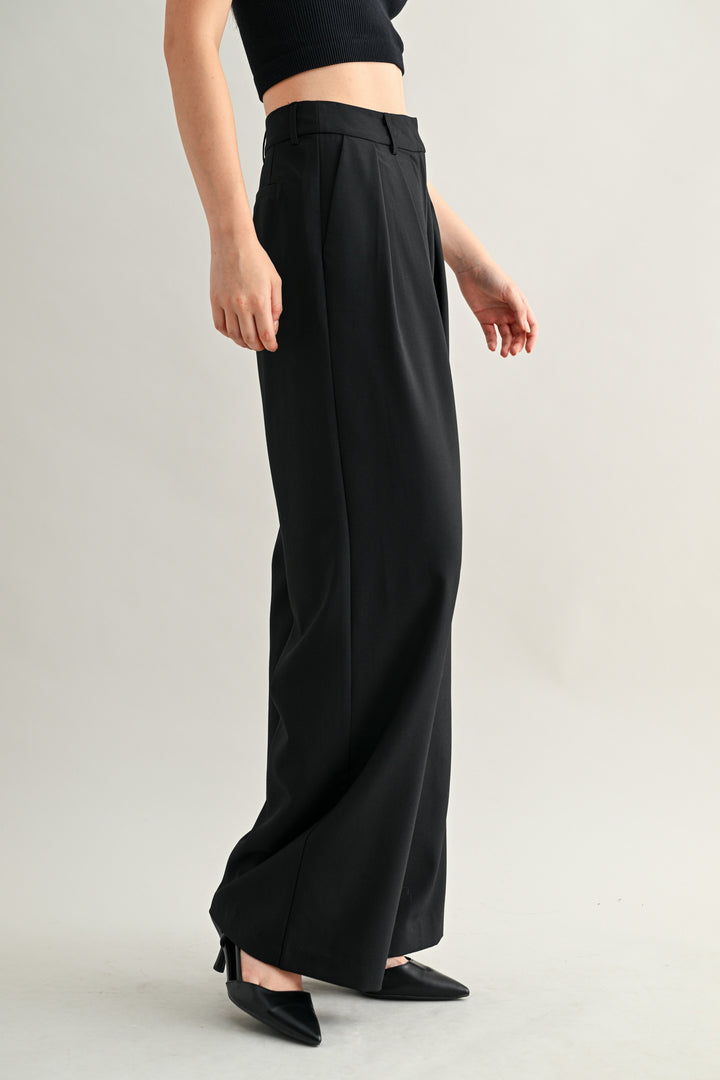 Mid-Rise Pintuk Suit Pants