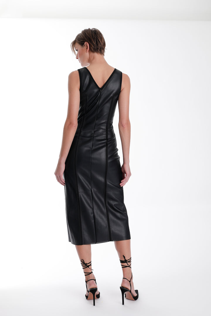 Mona Vegan Leather Midi Dress