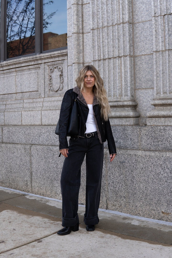 The Chinchilla Moto In Black & Tan