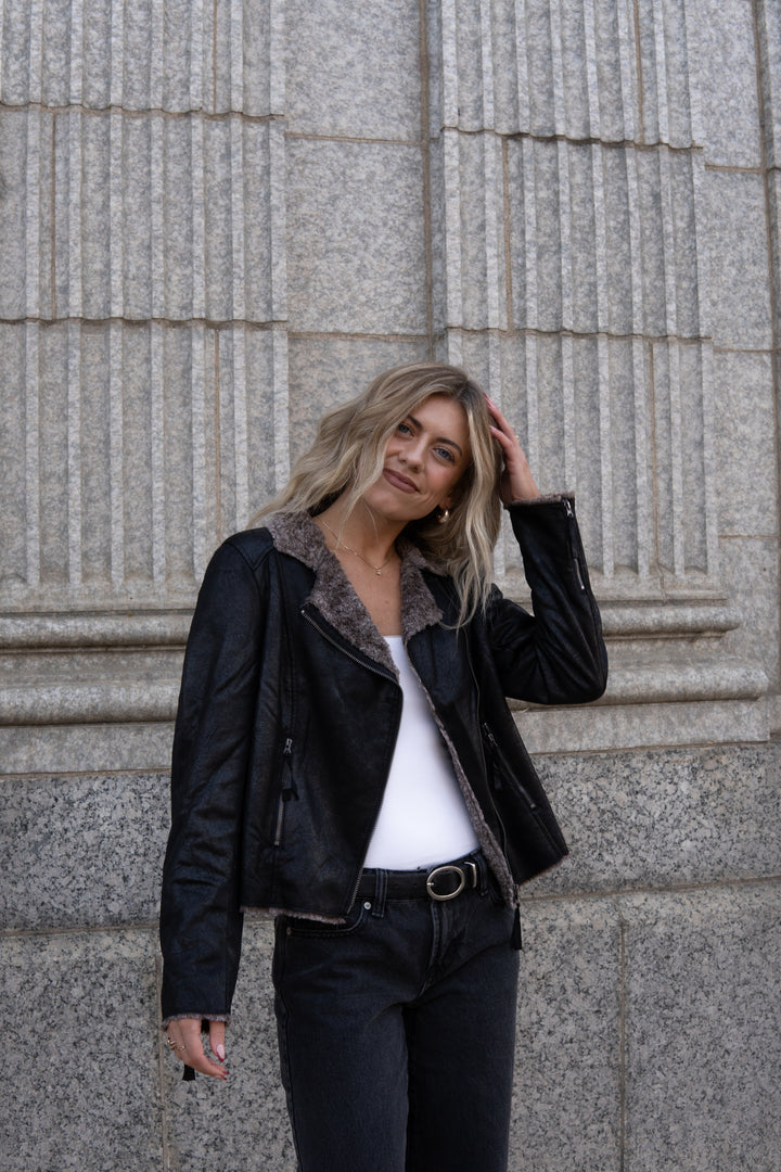 The Chinchilla Moto In Black & Tan