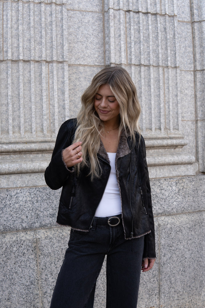 The Chinchilla Moto In Black & Tan