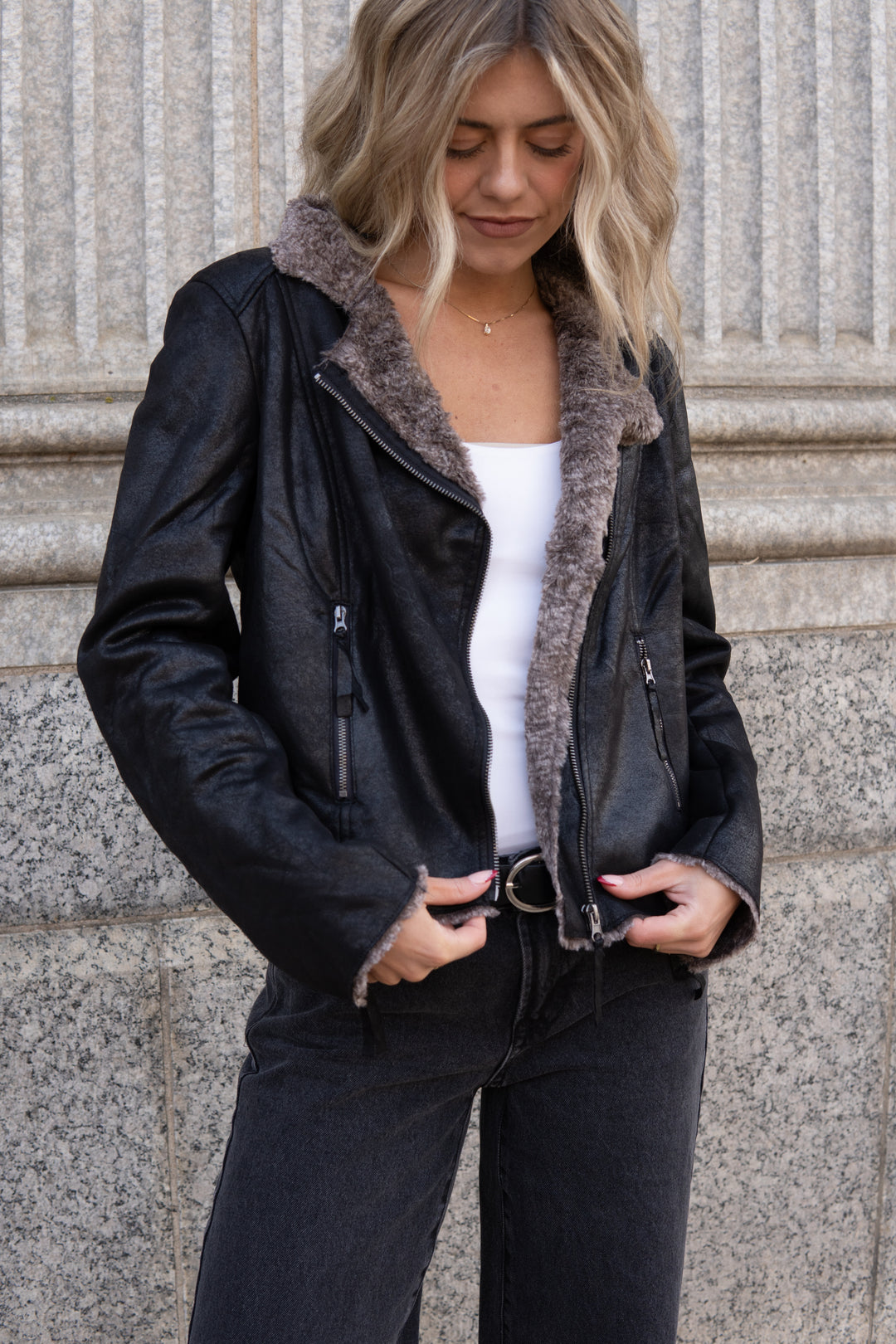 The Chinchilla Moto In Black & Tan
