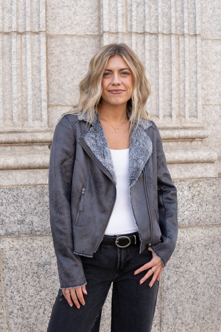 The Chinchilla Moto In Iron and Grey