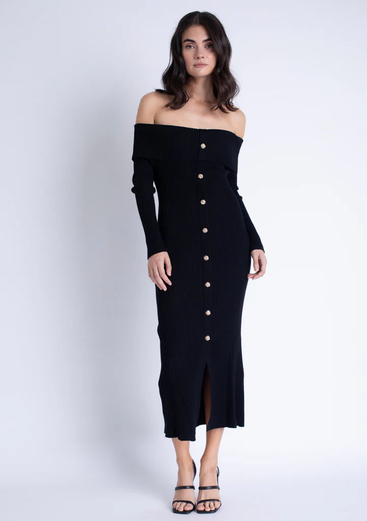 Black Knit Midi Dress