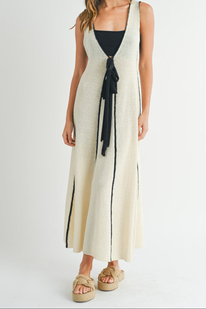 Plunging neckline maxi dress