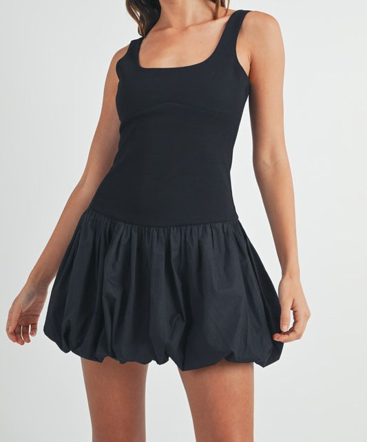 Sleeveless bubble hem mini dress