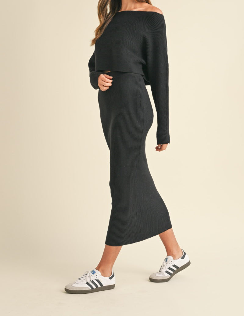 Crop sweater and midi skirt set