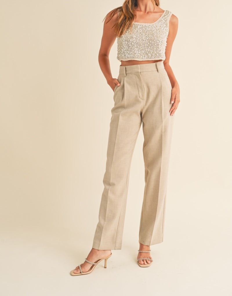 Sequin mix scoop neck crop top