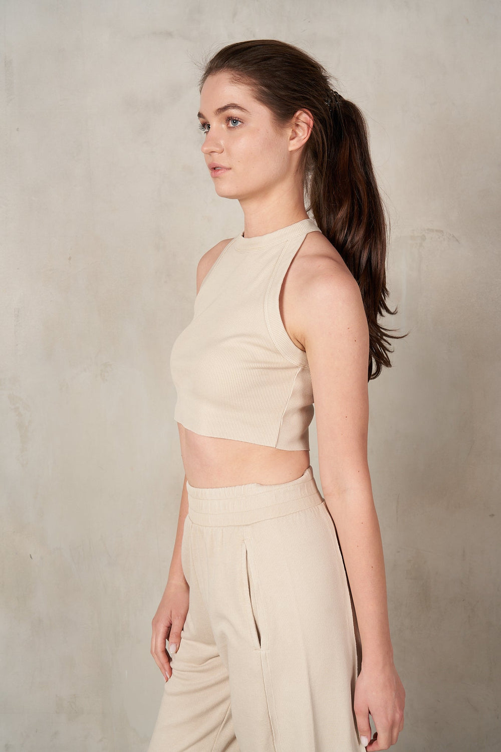 Halter neck crop top and pants set