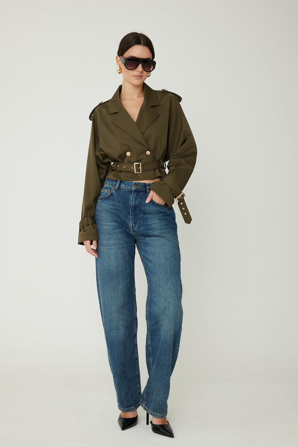 Oliva Cropped Trench Jacket