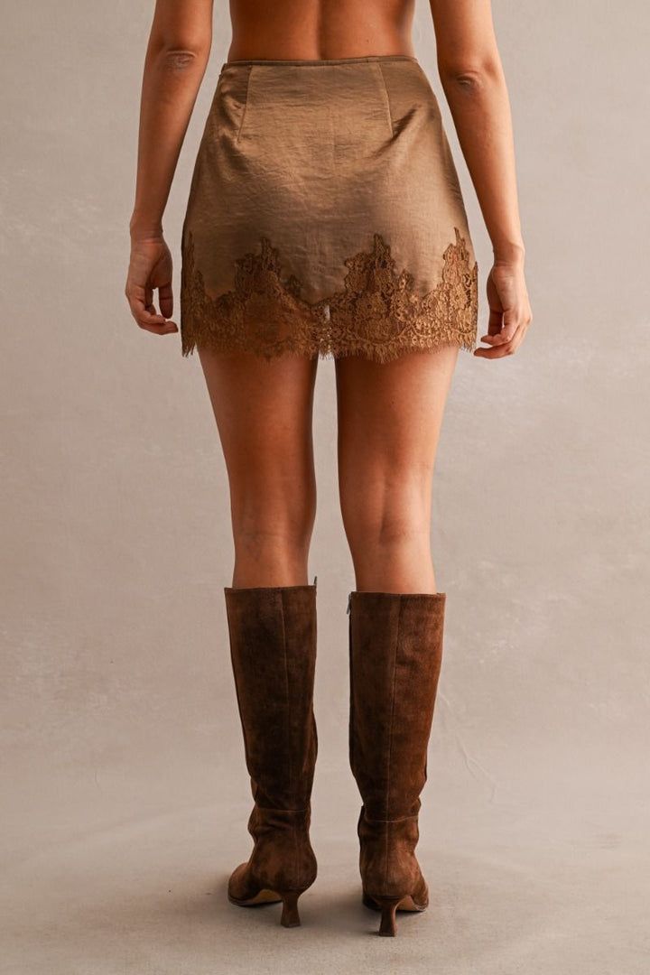 Camille Lace Trim Mini Skirt