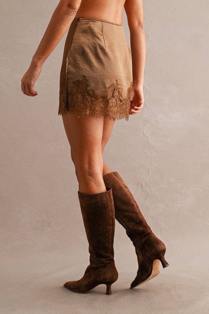 Camille Lace Trim Mini Skirt