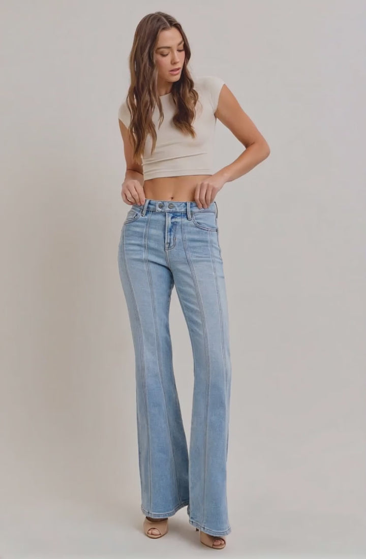 High Rise Happi Flare Moto Seamed