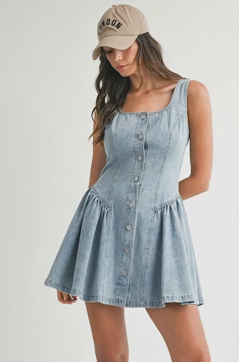 Ariel Denim Button Front Mini Dress