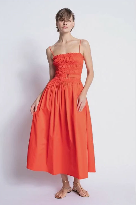 Panama Solid Dress-Naranja