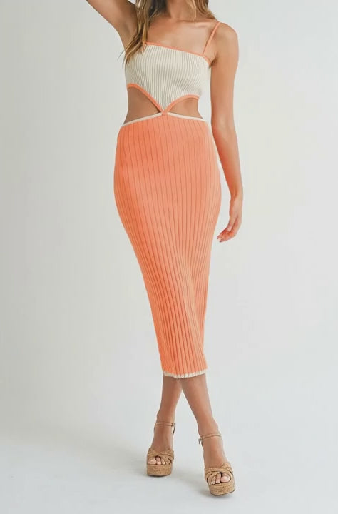 Lilliana Block Cutout Midi Dress