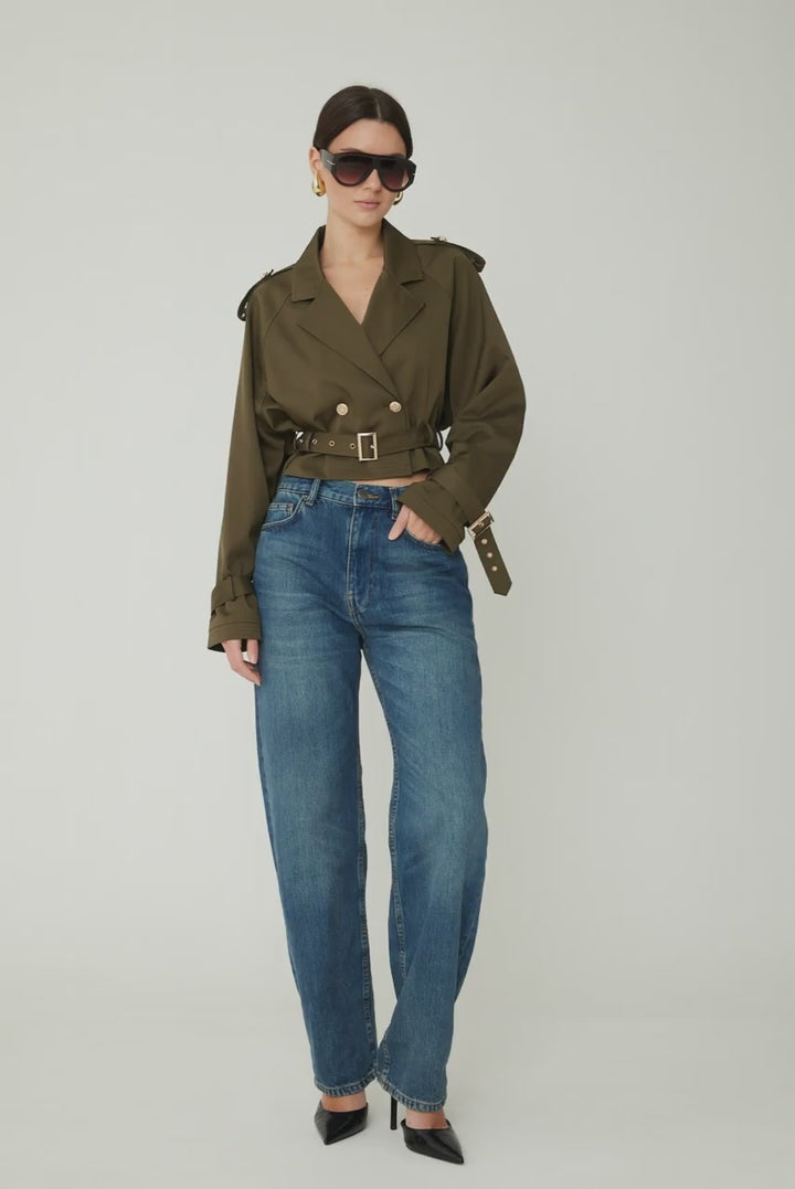 Oliva Cropped Trench Jacket